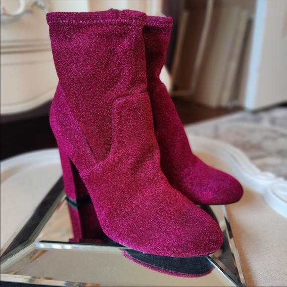 Hot Pink Glitter Booties - Picture 3 of 9